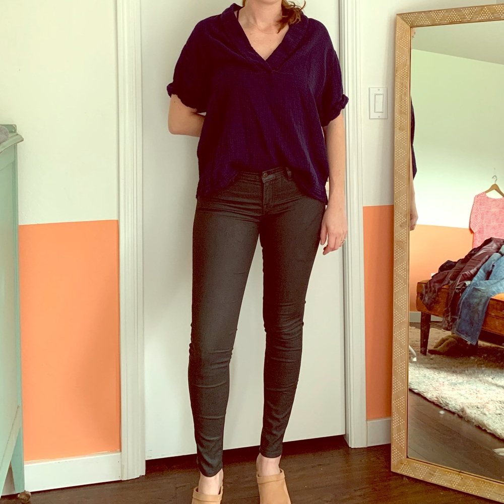 J Brand Waxed Cotton Skinny Ankle Pants